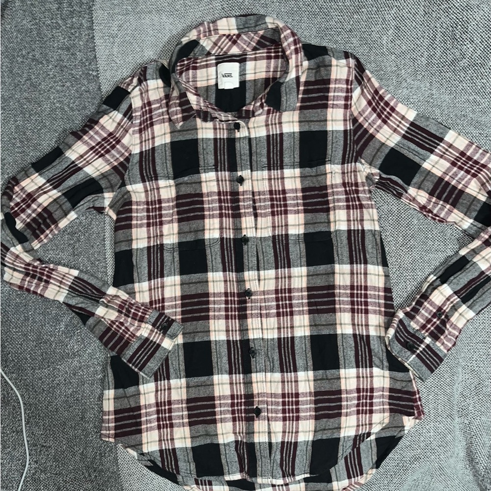 Vans Plaid Shirt - Black, purple, and pink